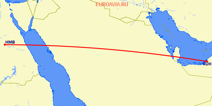 перелет Абу Даби — Сохаг на карте