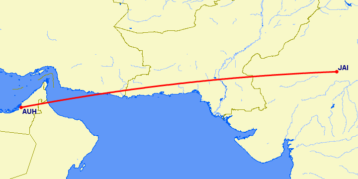 перелет Абу Даби — Джайпур на карте