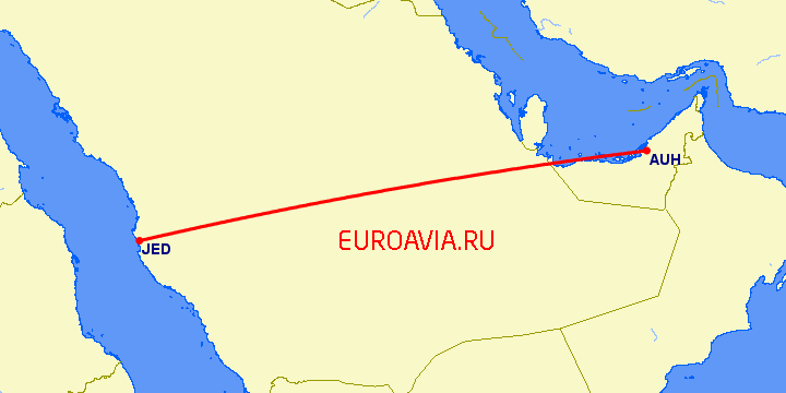 перелет Абу Даби — Джедда на карте