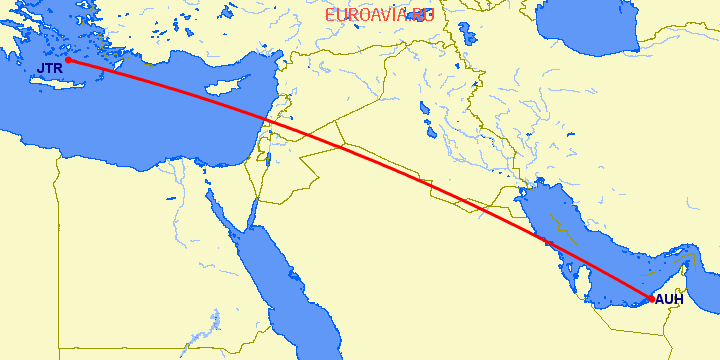 перелет Абу Даби — Санторини на карте