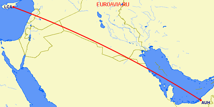 перелет Абу Даби — Ларнака на карте