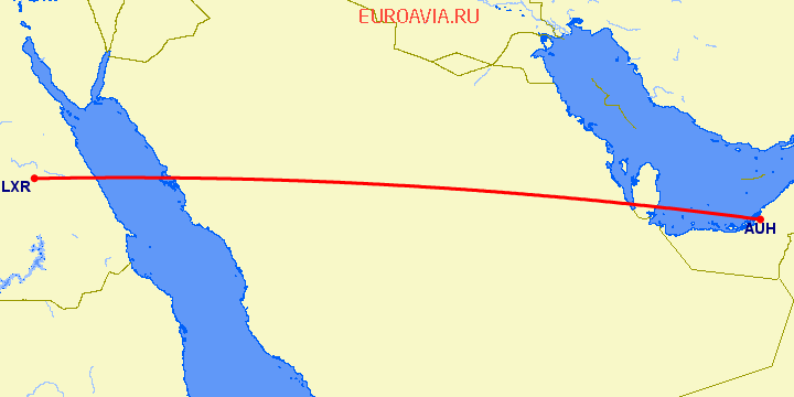 перелет Абу Даби — Луксор на карте