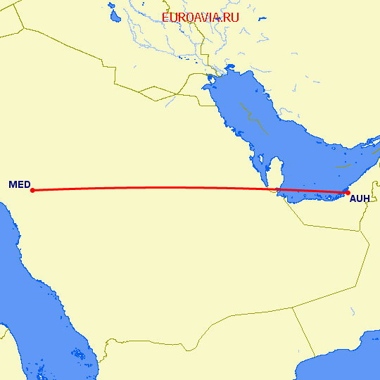 перелет Абу Даби — Медина на карте