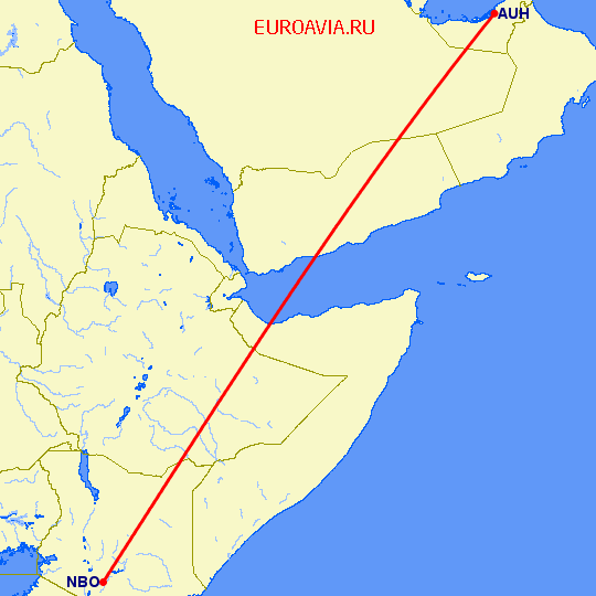 перелет Абу Даби — Найроби на карте