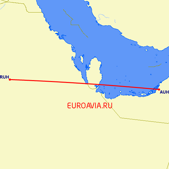 перелет Абу Даби — Эр Рияд на карте