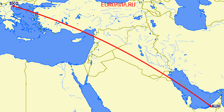 перелет Абу Даби — Салоники на карте
