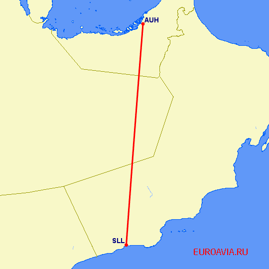 перелет Абу Даби — Салала на карте