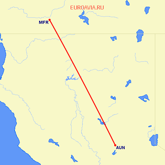 перелет Обурн — Медфорд на карте