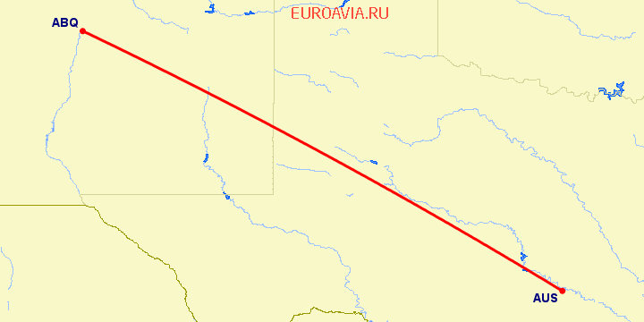 перелет Остин — Альбукерке на карте