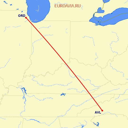 перелет Флетчер — Чикаго на карте