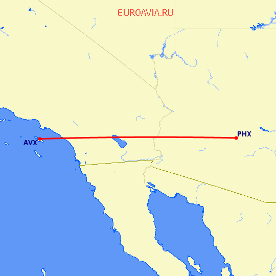 перелет Catalina Island — Феникс на карте