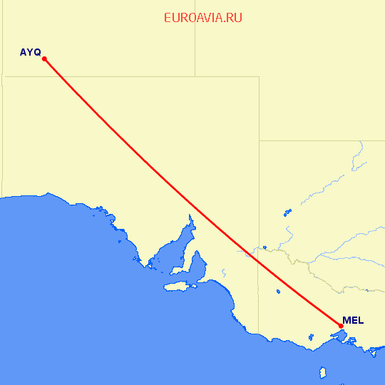 перелет Айерс Рок — Мельбурн на карте