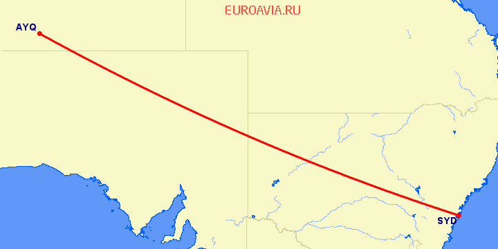 перелет Айерс Рок — Сидней на карте