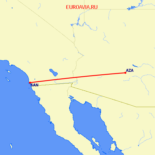 перелет Финикс — Сан Диего на карте