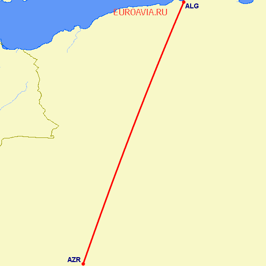 перелет Adrar — Алжир на карте