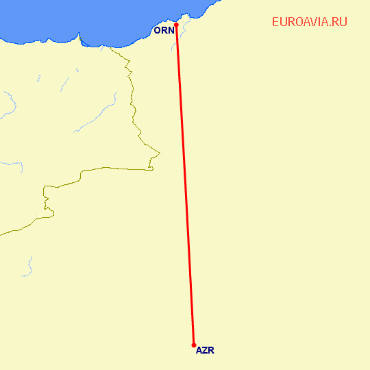 перелет Adrar — Оран на карте