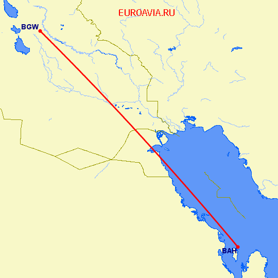 перелет Манама — Багдад на карте