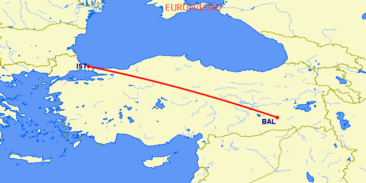 перелет Batman — Стамбул на карте