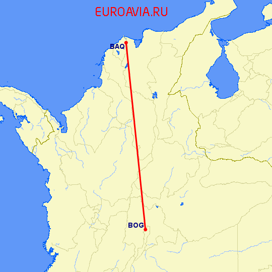 перелет Барранкуилла — Богота на карте