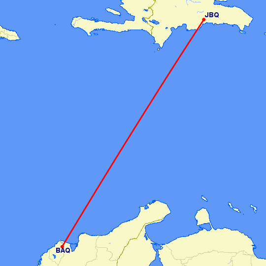 перелет Барранкуилла — Санто-Доминго на карте