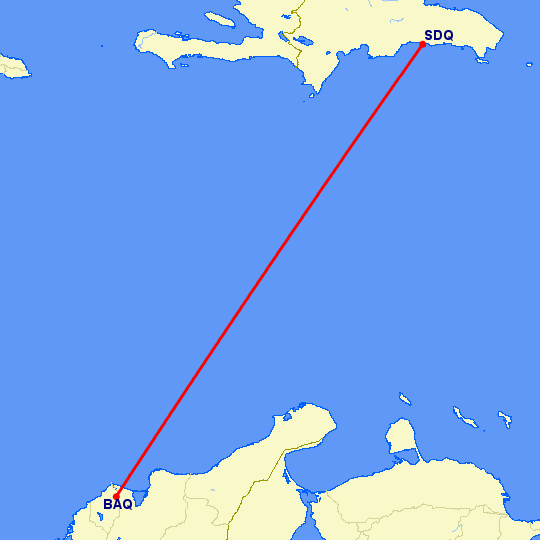 перелет Барранкуилла — Санто Доминго на карте