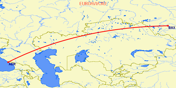 перелет Барнаул — Сочи на карте