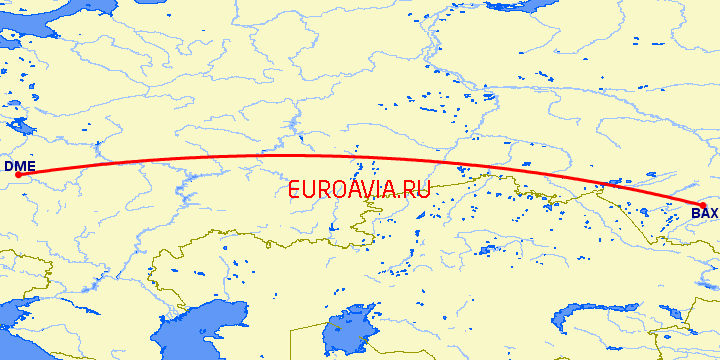 перелет Барнаул — Москва на карте