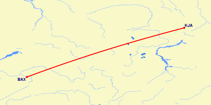 перелет Барнаул — Красноярск на карте