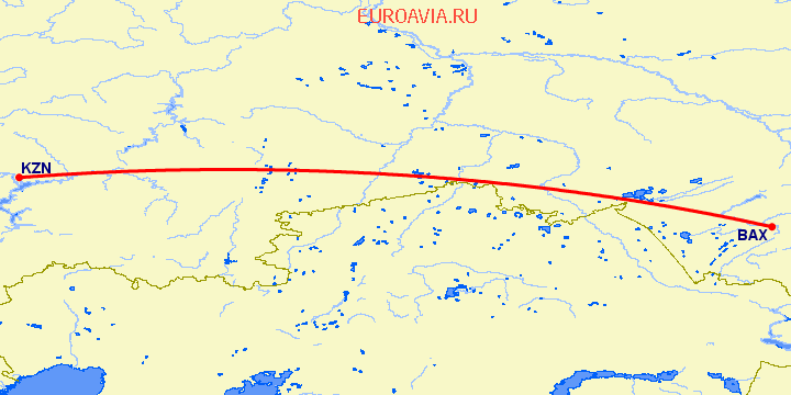 перелет Барнаул — Казань на карте
