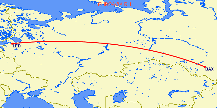 перелет Барнаул — Санкт Петербург на карте