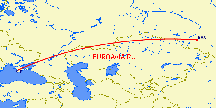 перелет Барнаул — Симферополь на карте