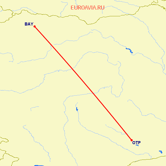 перелет Байя Маре — Бухарест на карте