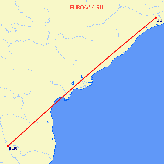 перелет Бхубанесвар — Бангалор на карте
