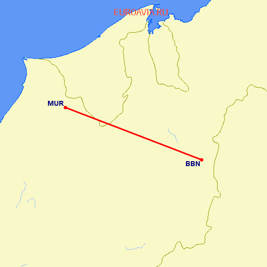 перелет Bario — Marudi на карте