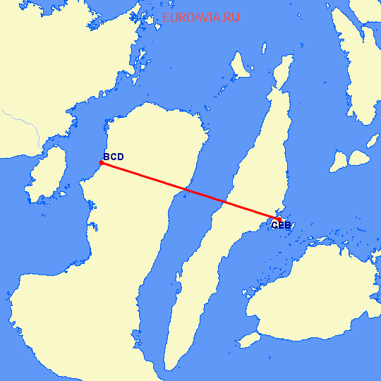 перелет Баколод — Кебу на карте