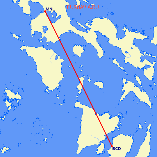перелет Баколод — Манила на карте