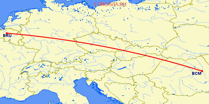 перелет Бакэу — Брюссель на карте