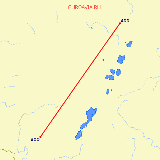 перелет Jinka — Аддис Абеба на карте