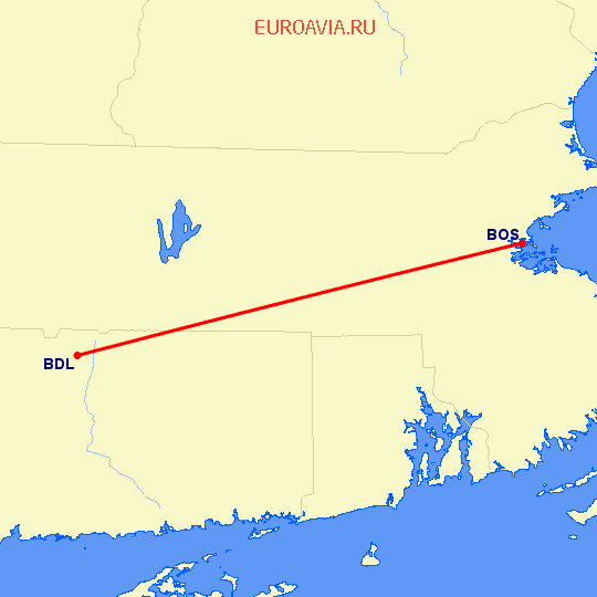 перелет Виндзор Локс — Бостон на карте