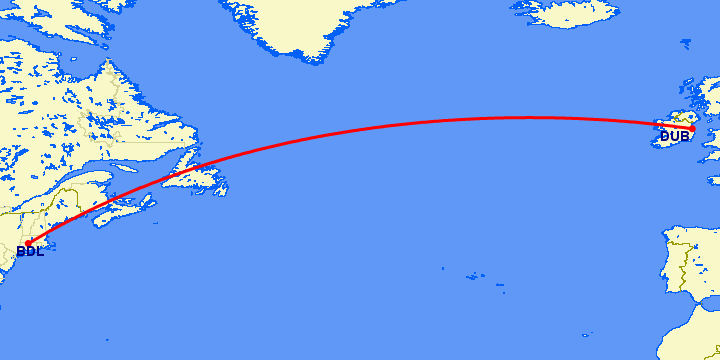 перелет Виндзор Локс — Дублин на карте