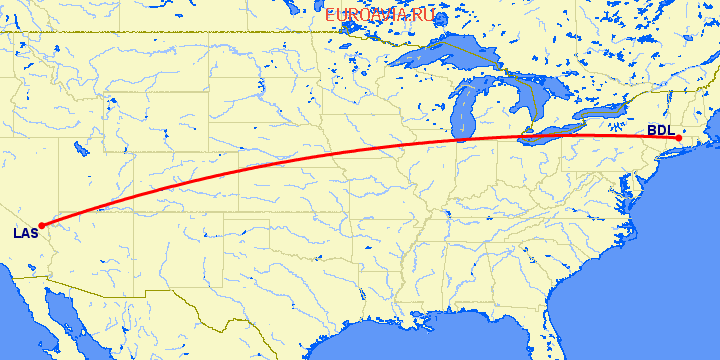 перелет Виндзор Локс — Лас Вегас на карте