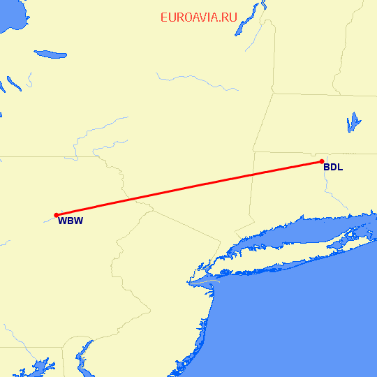 перелет Виндзор Локс — Wilkes-Barre на карте