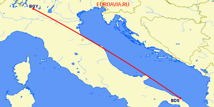 перелет Бриндизи — Бергамо на карте