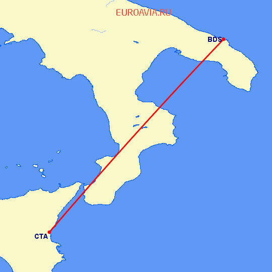 перелет Бриндизи — Катания на карте
