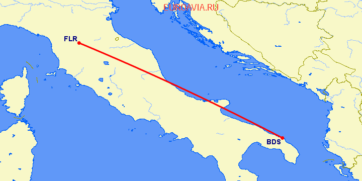перелет Бриндизи — Флоренция на карте