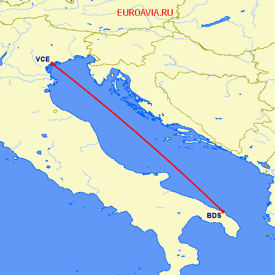 перелет Бриндизи — Венеция на карте