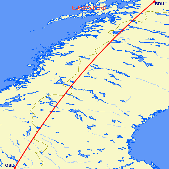 перелет Бордуфос — Осло на карте