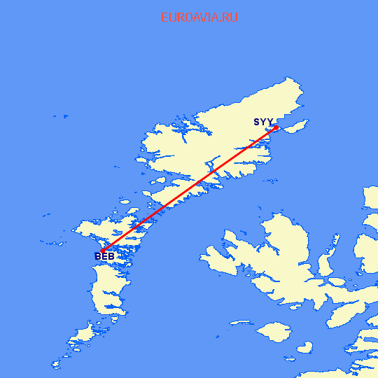 перелет Бенбекула — Stornoway на карте