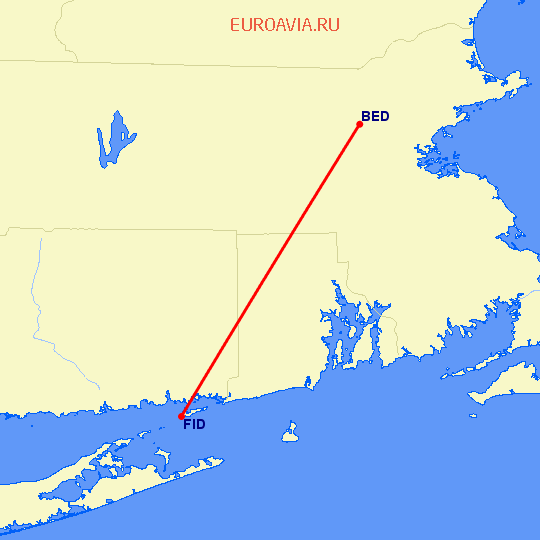 перелет Bedford-Hanscom — Fishers Island на карте