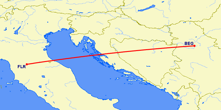 перелет Белград — Флоренция на карте